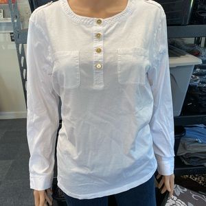 Tommy Hilfiger white cotton henley top XL